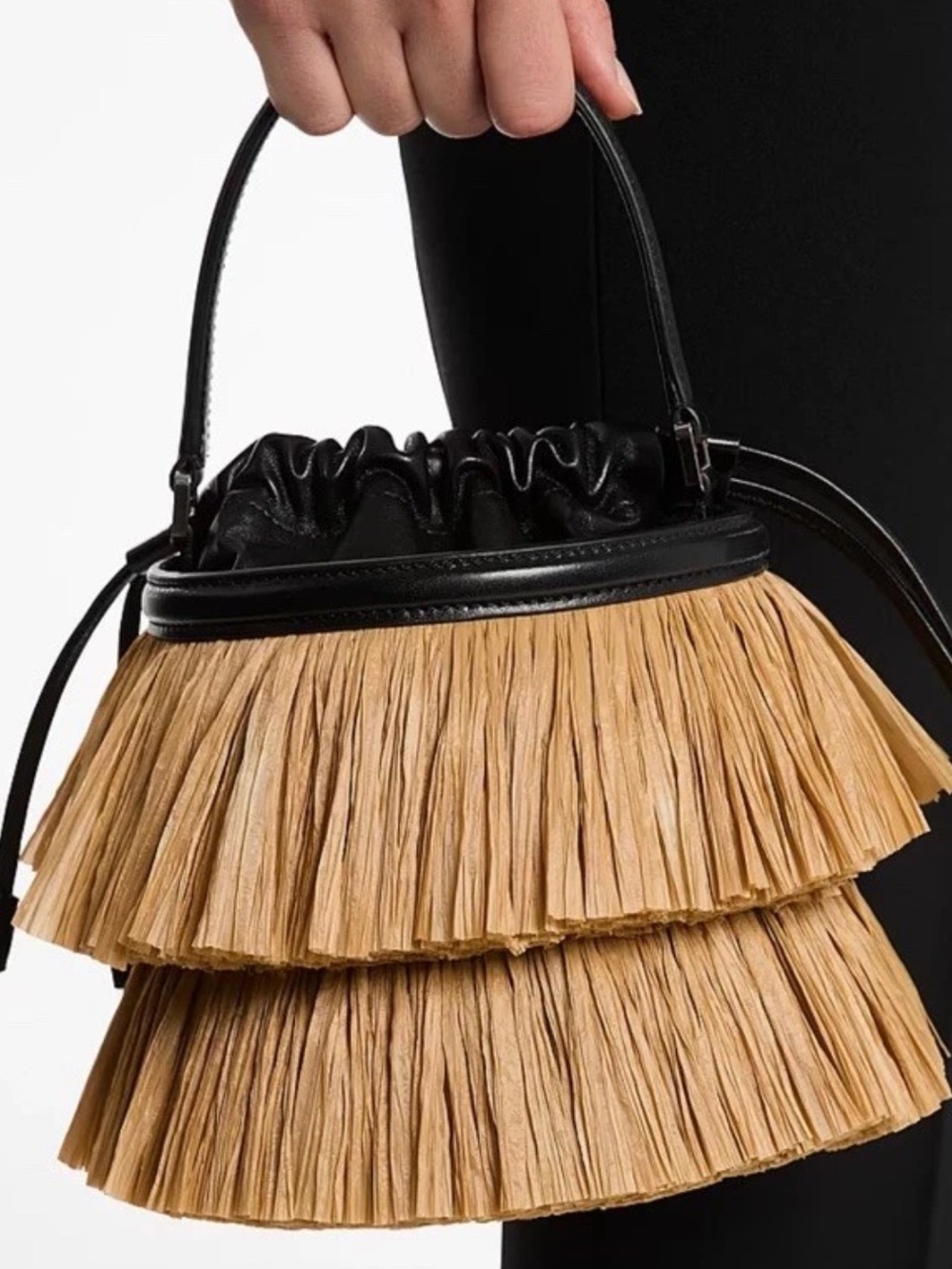 NWT MICHAEL KORS COLLECTION Ischia Mini Leather Natural Black Bucket Bag  $1850